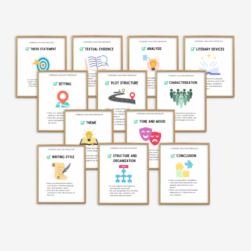 Literary Analysis Checklist Set