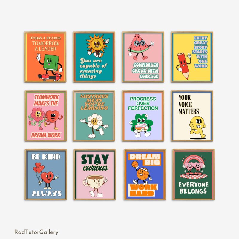 Retro Characters Motivational Set
