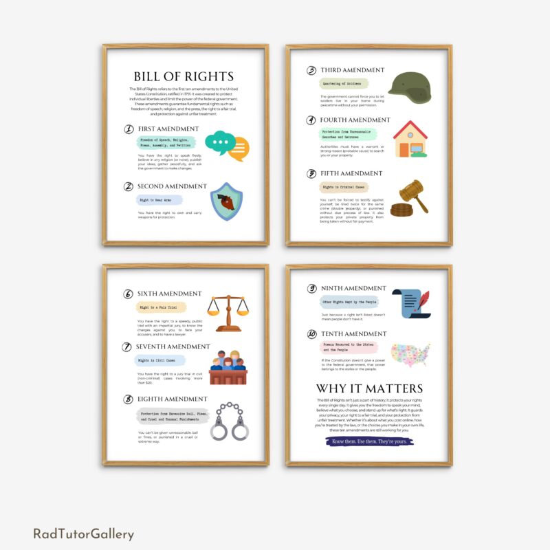 Bill of Rights Simplified Set of 4