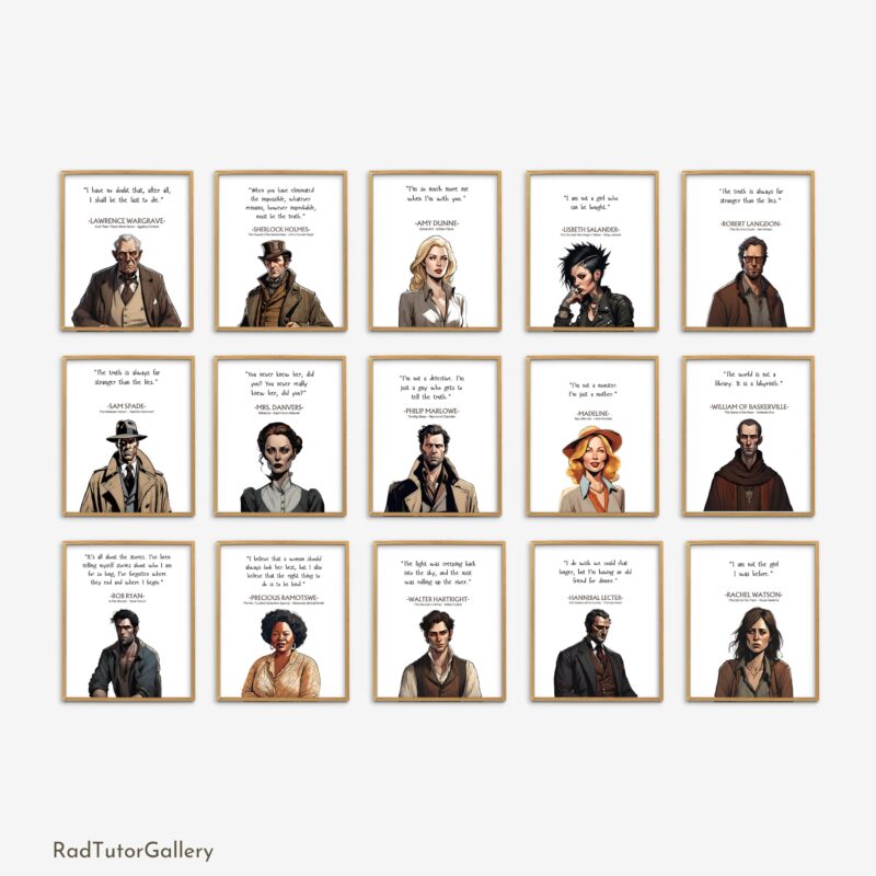 Famous Mystery Book Characters Set