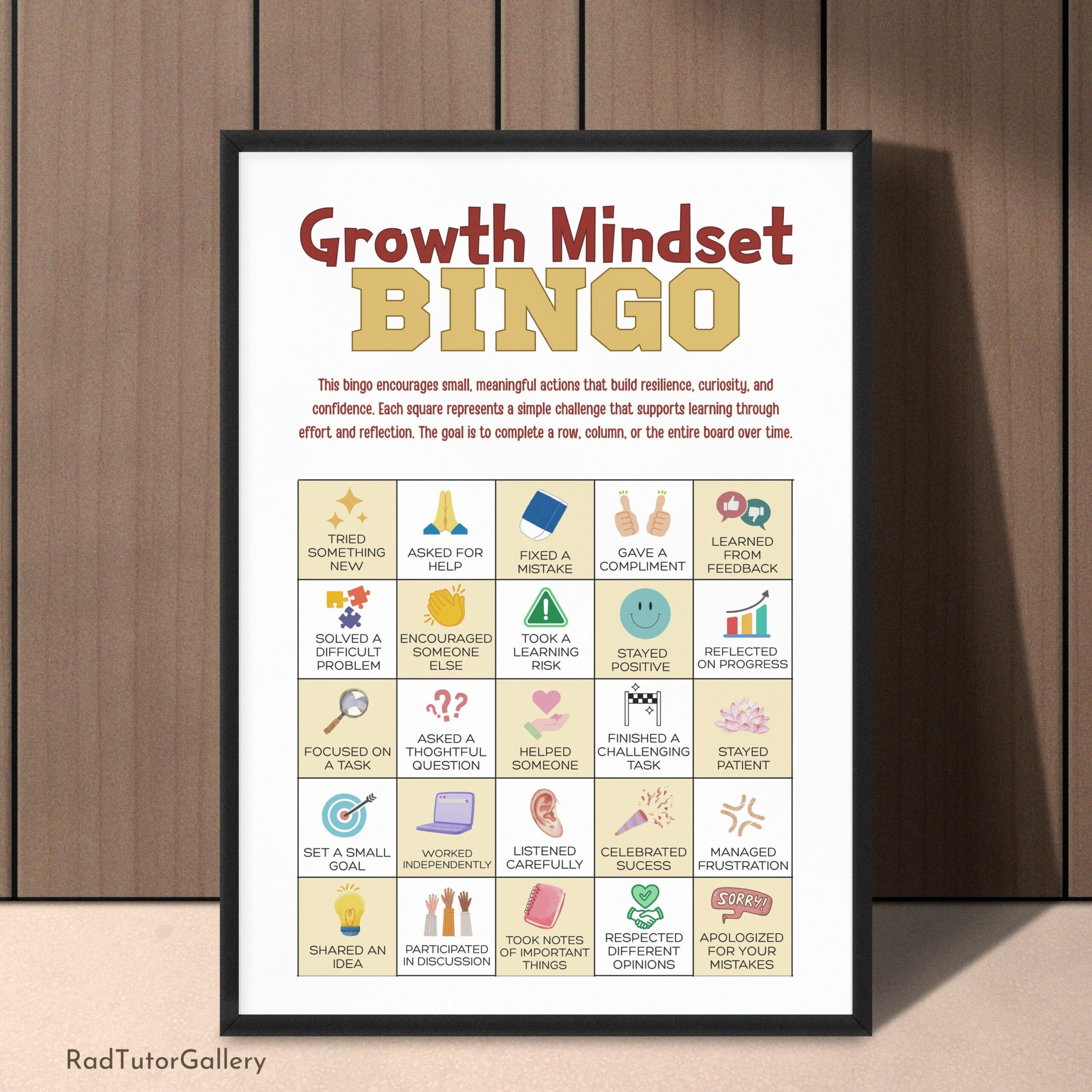 Growth Mindset Bingo Print
