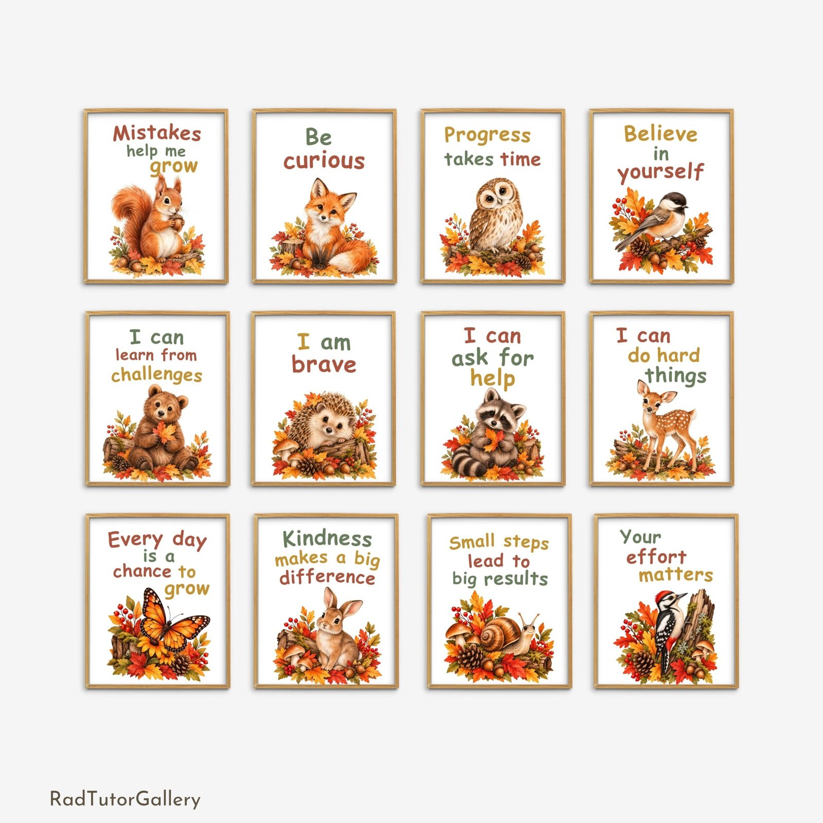 Woodland Animals Set | Growth Mindset Printable Classroom Posters | Autumn Animals Fall Classroom Decor