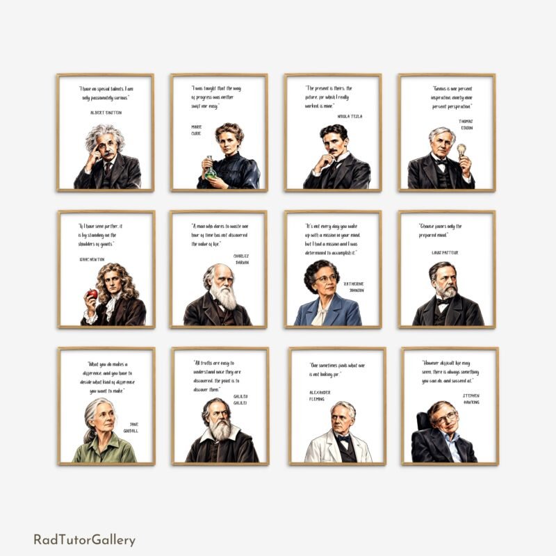 famous stem figures scientists printable wall art