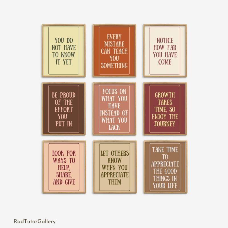 gratitude growth mindset quotes set autumn fall decor