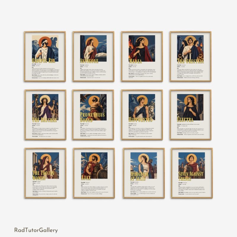 famous greek tragedies posters greek mythology theater drama class prints