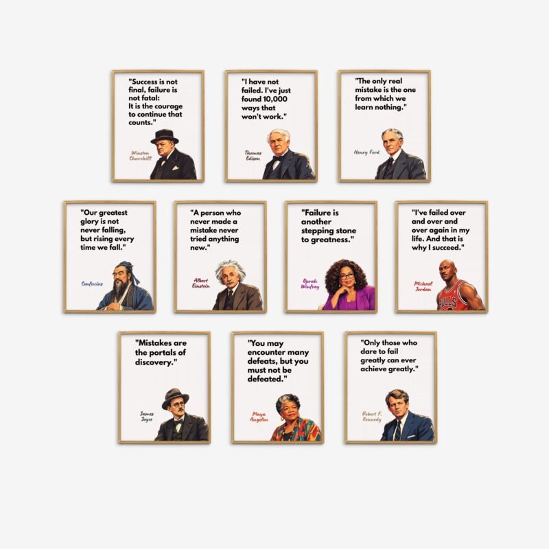 quotes about failures and growth posters motivational classroom decor