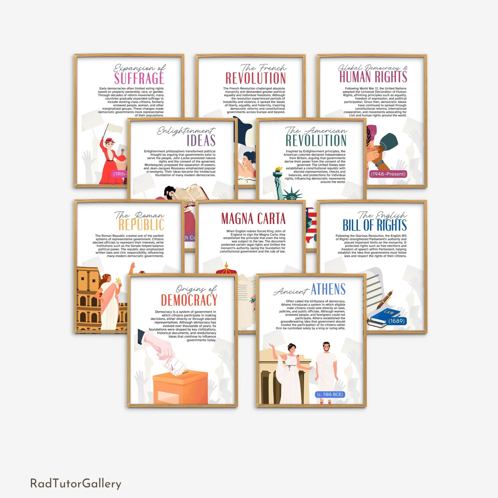 origins of democracy set political science history classroom decor