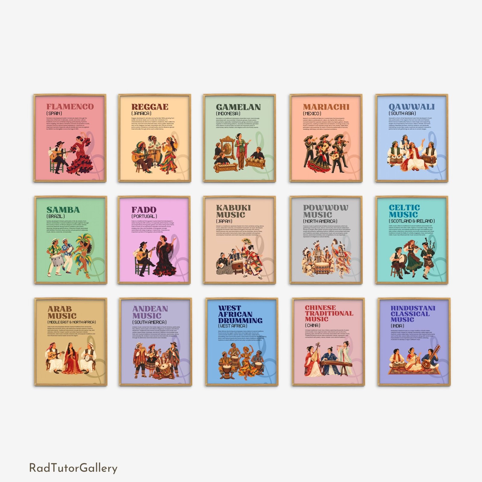 music around the world set music class decor music education prints