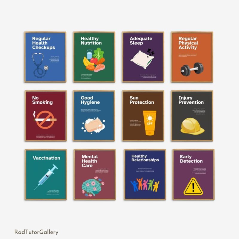 preventive health posters, healthy habits, school nurse prints