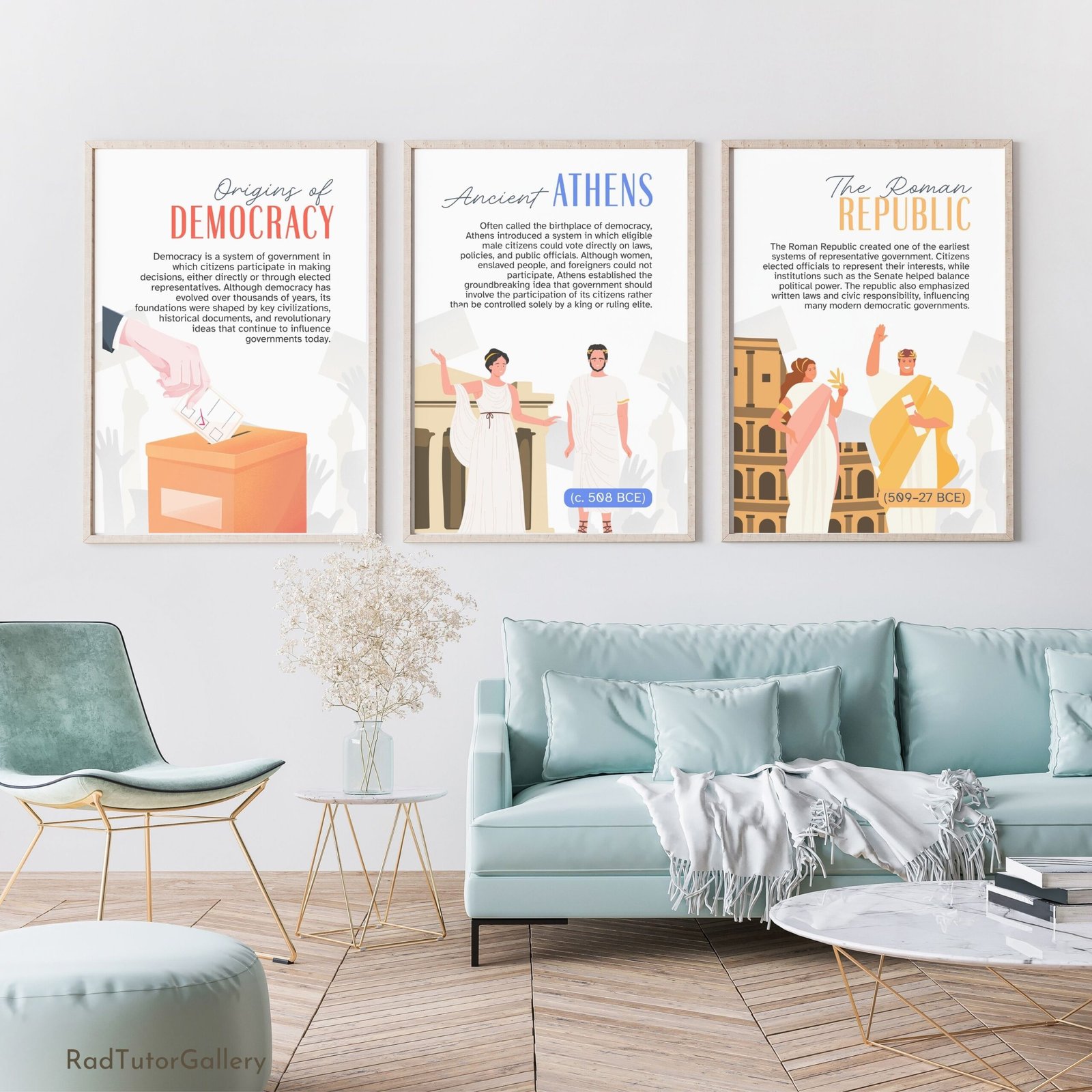 origins of democracy set political science history classroom decor